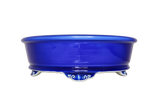 grand pot de bonsaï bleu émaillé craquelé